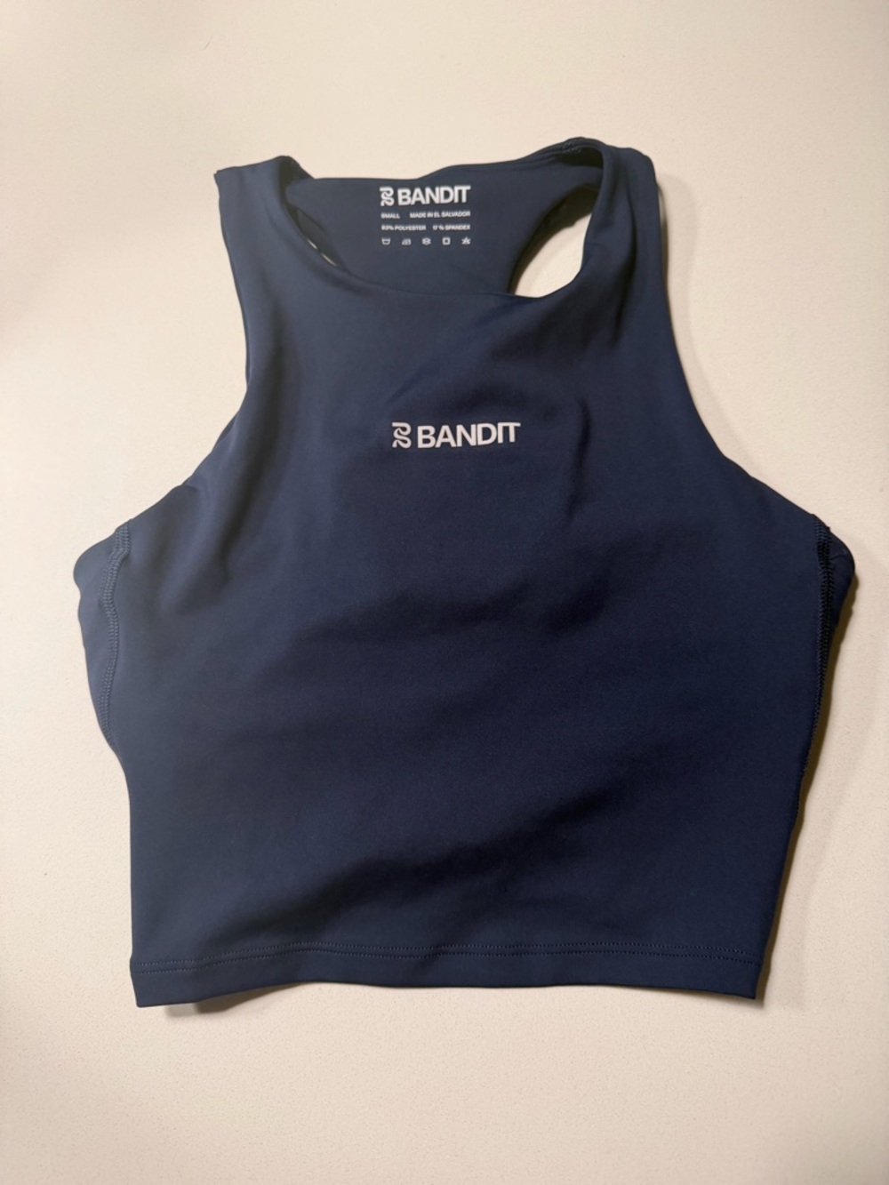 Women's Navy High-Neck Crop Tank